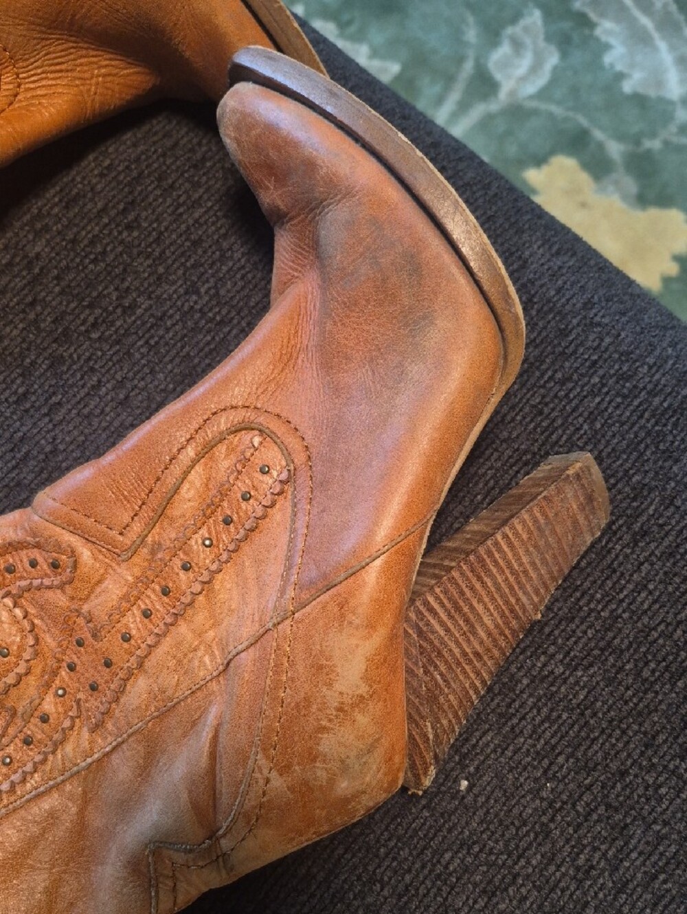 Jessica Simpson Cognac Leather Western Knee-High Boots - Picture 5 of 16